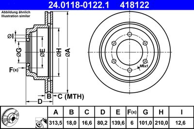 Тормозной диск ATE 24.0118-0122.1 для OPEL MONTEREY