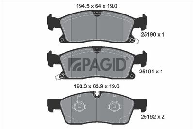 комплект спирачно феродо, дискови спирачки PAGID T2053N