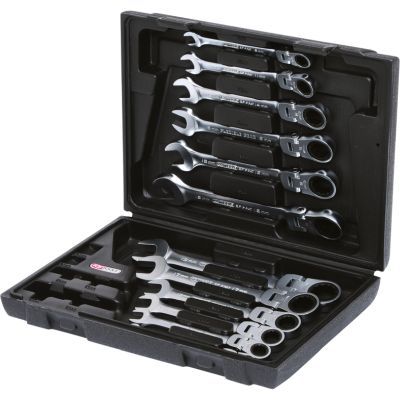 KS TOOLS Terkšlinių veržliarakčių komplek, uždarais / atvirais galais