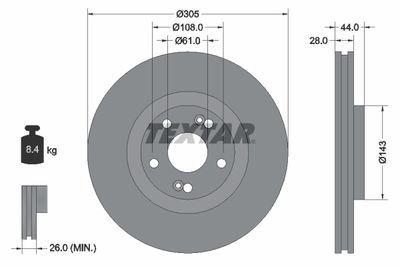 Тормозной диск TEXTAR 92112300 для RENAULT AVANTIME