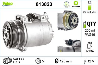 Компрессор, кондиционер VALEO 813823 для FORD FOCUS