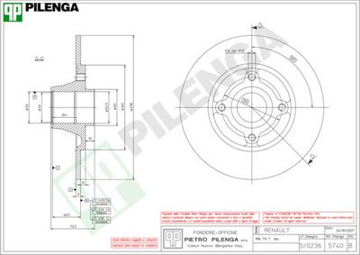 PILENGA 5740 Тормозные диски для RENAULT 11 (B/C37_) 1.4 Turbo (B/C375) PILENGA 5740 Тормозные диски для RENAULT 11 (B/C37_) 1.4 Turbo (B/C375)
