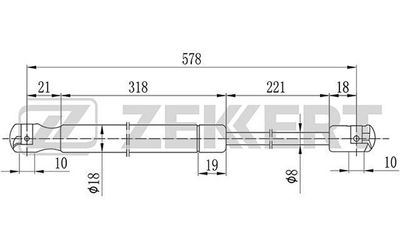 Газовая пружина, крышка багажник ZEKKERT GF-1098 для FORD FIESTA