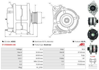 GENERATOR / ALTERNATOR AS-PL A3325 4