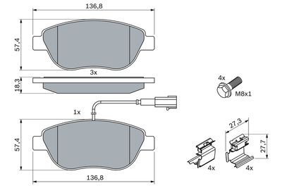 Brake Pad Set, disc brake 0 986 424 596