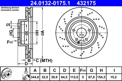 Тормозной диск ATE 24.0132-0175.1 для MERCEDES-BENZ SLC