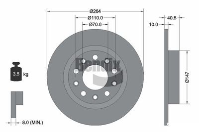 Тормозной диск BENDIX Braking BDS1328 для DODGE DART