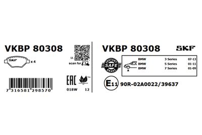 Brake Pad Set, disc brake VKBP 80308