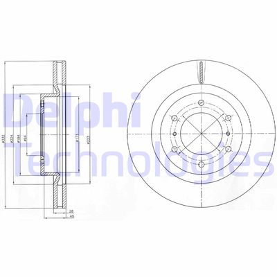 DELPHI BG4228 Тормозные диски DELPHI для MITSUBISHI PAJERO