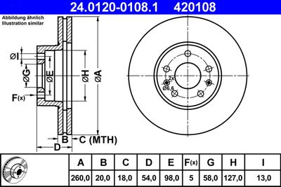 Тормозной диск ATE 24.0120-0108.1 для CITROËN CX