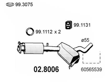ASSO 02.8006 Глушитель выхлопных газов  для ALFA ROMEO 155 (167_) 2.5 V6 (167.A1C, 167.A1)