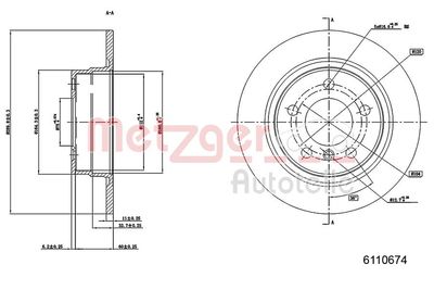 спирачен диск METZGER AUTOTEILE 6110674