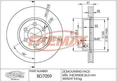 Тормозной диск FREMAX BD-7059 для DODGE DURANGO