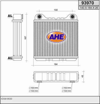 AHE 93970 Радиатор печки  для AUDI A8 (Ауди А8)