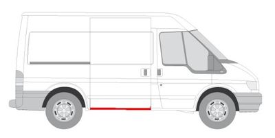 Zijwand reparatie coating Links (kort model, onderste deel) past: FORD TRANSIT V, TRANSIT V FL 01.00-08.13
