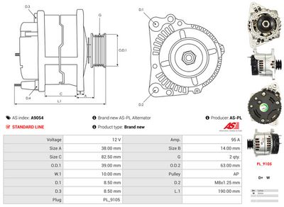 GENERATOR / ALTERNATOR AS-PL A9054 4