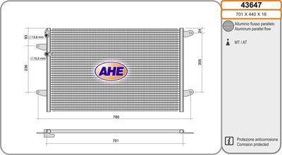 Конденсатор, кондиционер AHE 43647 для VW PHAETON
