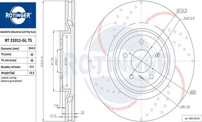 спирачен диск ROTINGER RT 21011-GL T5
