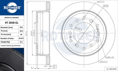 Tarcza hamulcowa ROTINGER RT 2858-GL