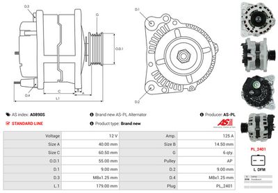 GENERATOR / ALTERNATOR AS-PL A0890S 4