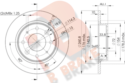 Тормозной диск R BRAKE 78RBD26251 для KIA CLARUS