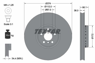 Тормозной диск TEXTAR 92290225 для BMW X7