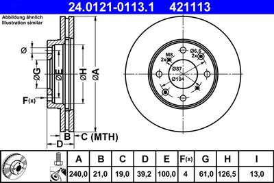 Тормозной диск ATE 24.0121-0113.1 для HONDA CAPA