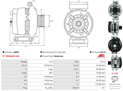 GENERATOR / ALTERNATOR AS-PL A6087 4