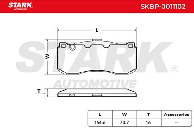 комплект спирачно феродо, дискови спирачки STARK SKBP-0011102