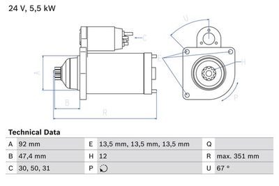 Startmotor BOSCH 0 986 025 450