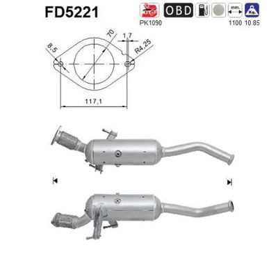Filtr sadzy / filtr cząstek stałych, układ wydechowy AS FD5221