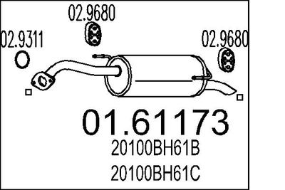 Глушитель выхлопных газов конечный MTS 01.61173 для NISSAN NOTE