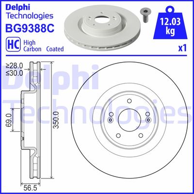 Тормозной диск DELPHI BG9388C для GENESIS G70