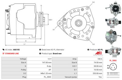 GENERATOR / ALTERNATOR AS-PL A6610S 4