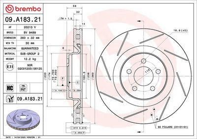 BREMSSCHEIBE BREMBO 09A18321 1