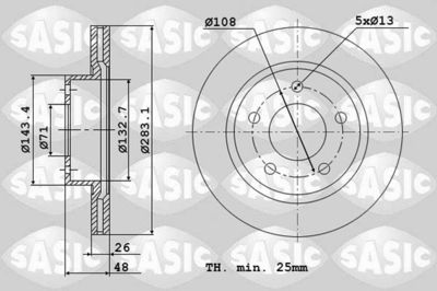 SASIC 2464V44J Тормозные диски  для PEUGEOT 607 (9D, 9U) 2.2 HDi