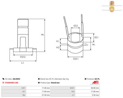 Släpring, generator AS-PL ASL9035