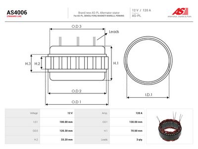 Stator, generator AUTOSTARTER AS4006