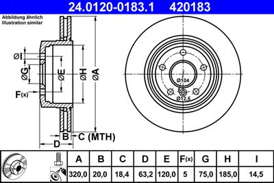 Тормозной диск ATE 24.0120-0183.1 для BMW 6