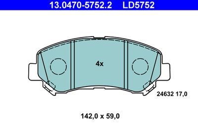Комплект тормозных колодок, дисковый тормоз ATE 13.0470-5752.2 для NISSAN ROGUE