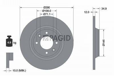 Tarcza hamulcowa PAGID 55313NC