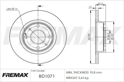 Тормозной диск FREMAX BD-1071 для LADA NIVA