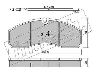 Комплект тормозных колодок, дисковый тормоз fri.tech. 594.3W для RENAULT TRUCKS MASCOTT