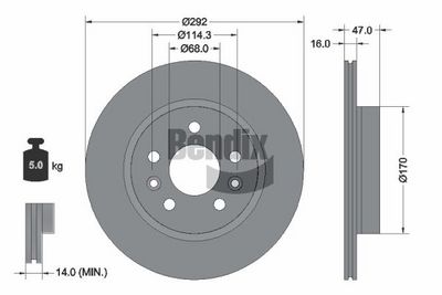 спирачен диск BENDIX Braking BDS2362