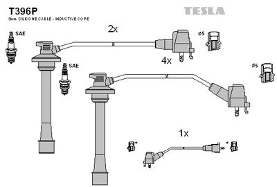 Комплект проводов зажигания TESLA T396P для TOYOTA LAND CRUISER