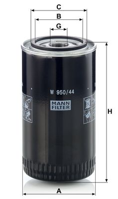 Oliefilter (geschroefd) past: KOMATSU 828, 836, 838 MASSEY FERGUSON 4292, 4297 VALMET 1203, 655, 6000, 6200, 6250 HI, 6300, 6350 HI, 6400, 6550 HI, 6600, 6650 HI, 700 MK 2, 705, 715, 715 M, 755