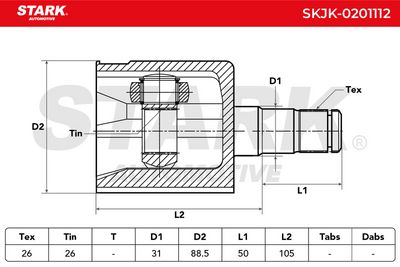 каре комплект, полуоска STARK SKJK-0201112