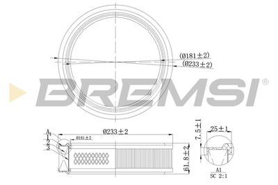 Воздушный фильтр BREMSI FA2117 для AUTOBIANCHI A