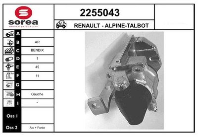 Тормозной суппорт EAI 2255043 для ALPINE A310