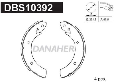 DANAHER DBS10392 Тормозные колодки барабанные  для HYUNDAI  (Хендай Галлопер)